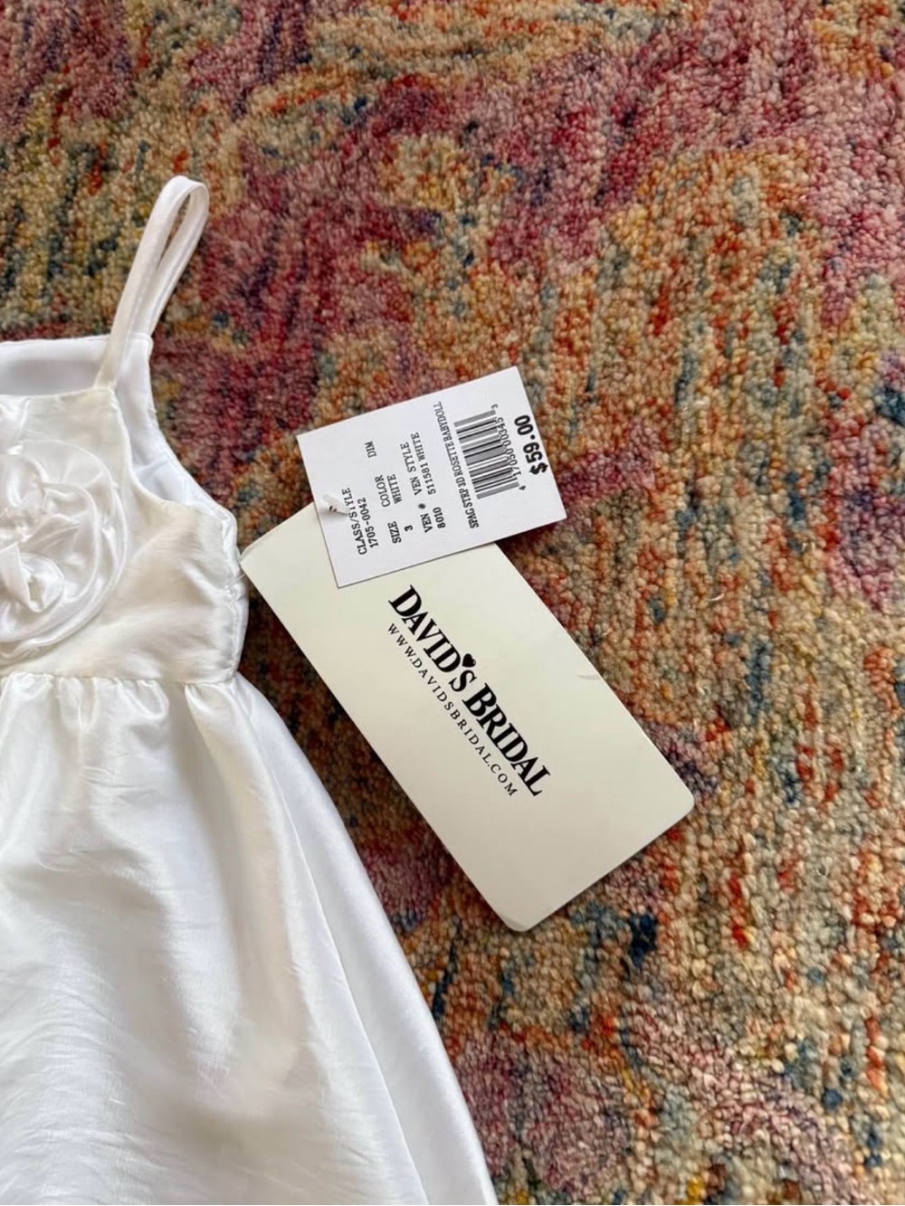 David's Bridal White Flower-Accent Toddler Girls Dress Size 3 - Picture 2 of 4
